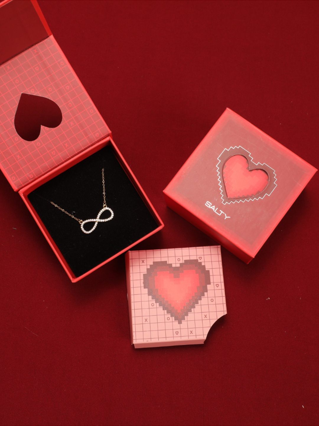 SALTY Women Infinity Love Crystal Pendant Necklace Everyday Wear Jewelry