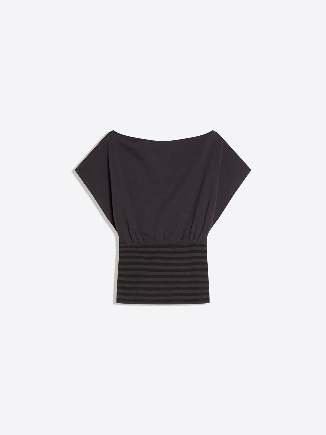 Asymmetric short sleeve print T-shirt with cummerbund