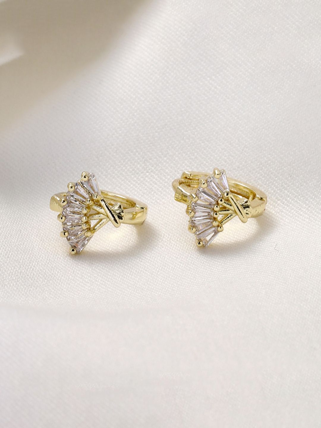 SALTY Gold-Plated Contemporary Artificial Stone Studded Studs Earrings