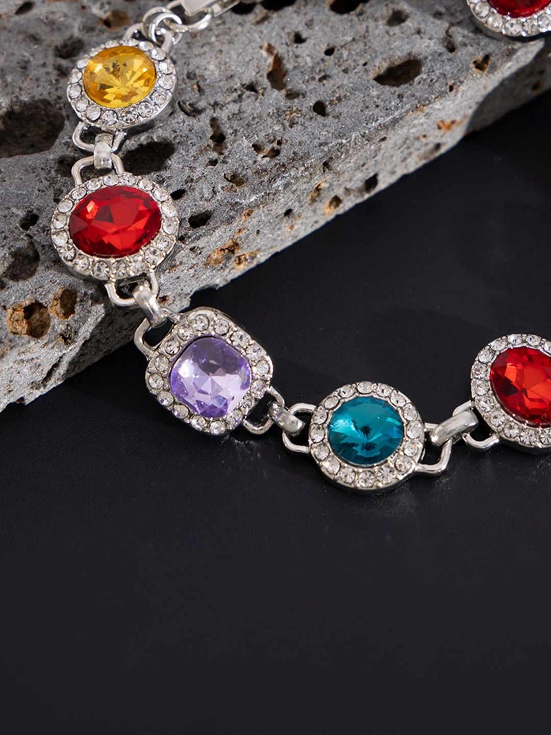 Men Antique Silver-Plated Link Bracelet