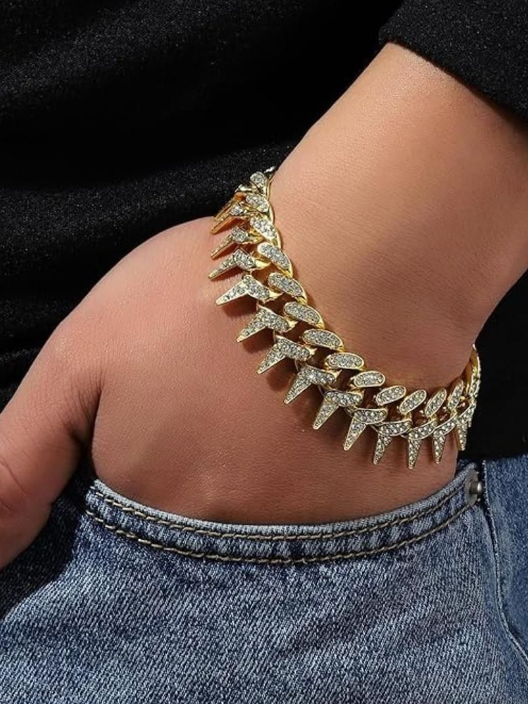 SALTY Men Stainless Steel Stone Studded Necklace With Bracelet Set