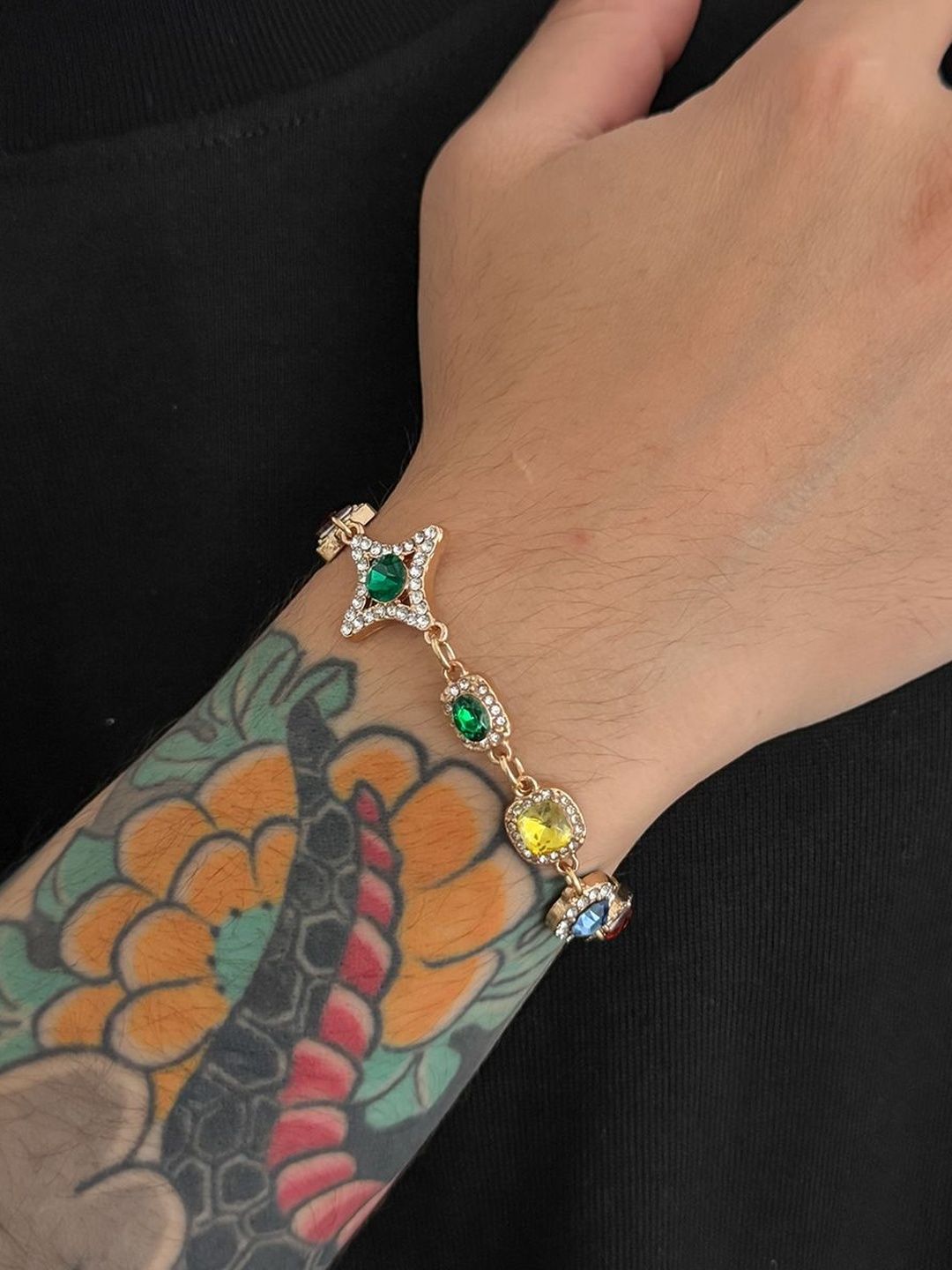 Men Handcrafted Gold-Plated Multistrand Bracelet