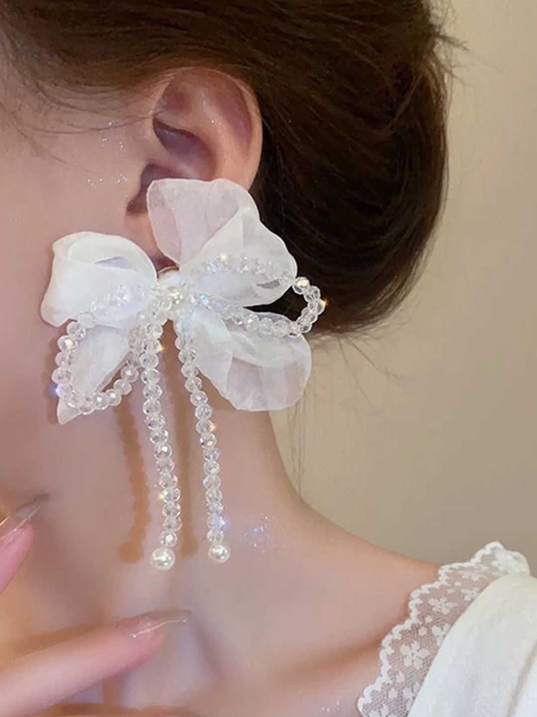 Artificial Beads Floral Shaped Drop Earrings