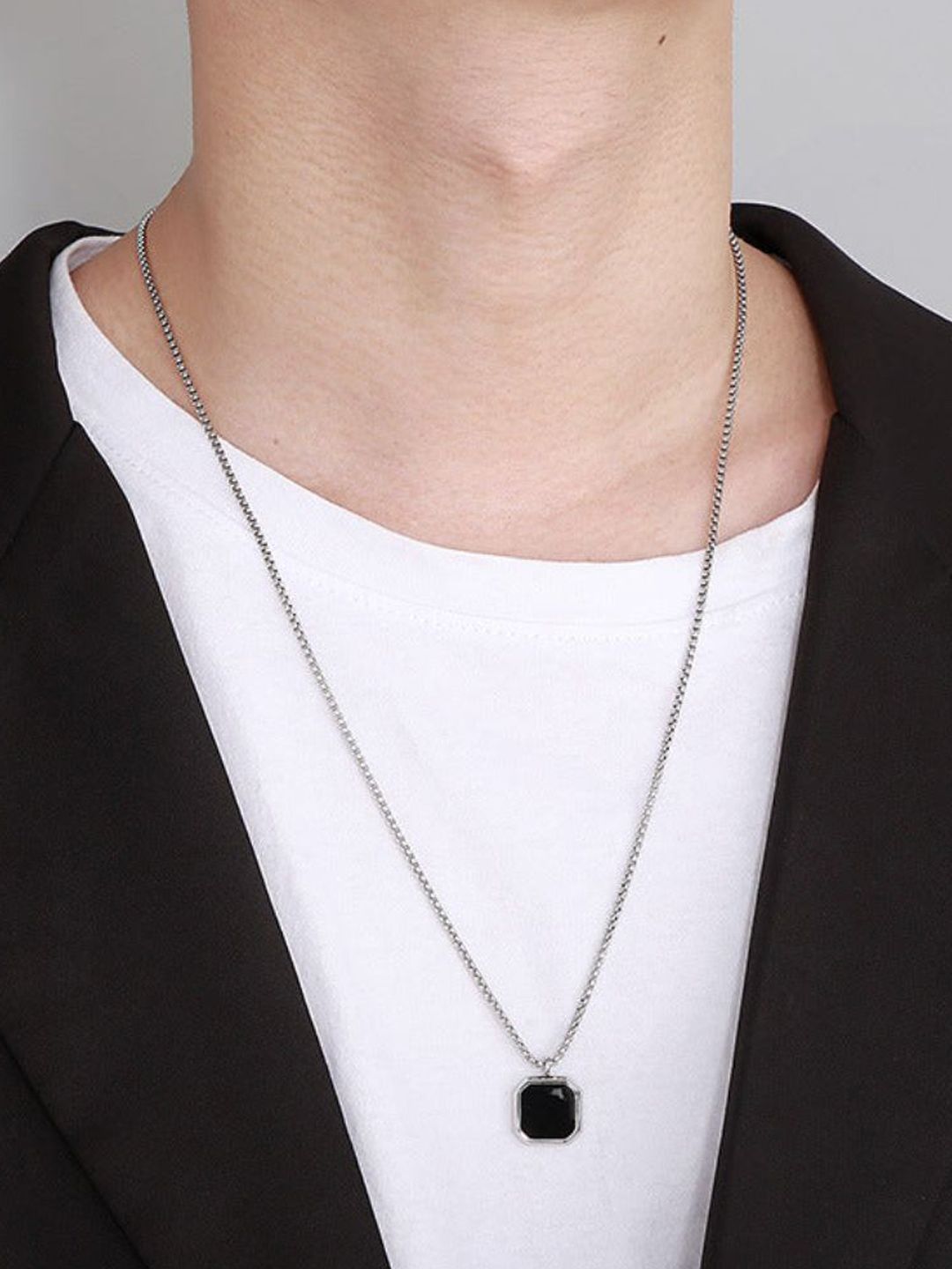 SALTY Men Stainless Steel Stone Studded Jewellery Set