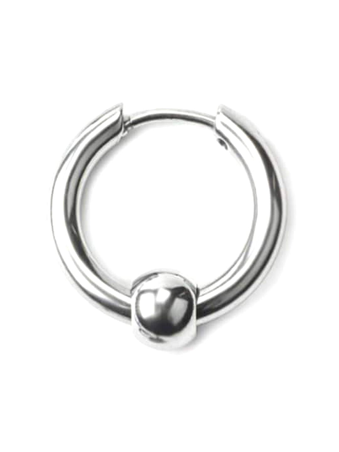 SALTY Men Silver-Plated Stainless Steel Circular Shaped Hoop Earrings
