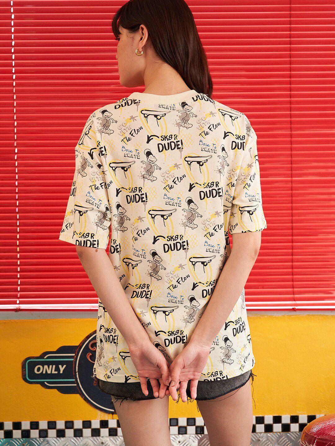 Humour Comic Printed Cotton Oversized T-Shirt