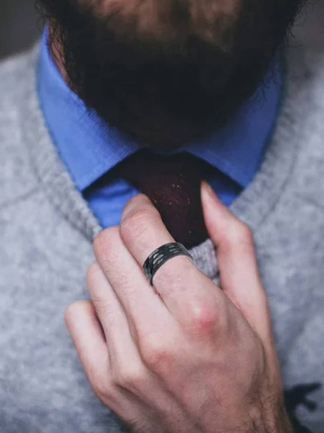 SALTY Stainless Steel Textured Band Finger Rings