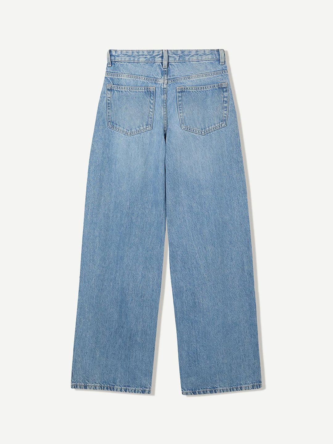 Pure Cotton Wide-Leg Jeans With Crossover Waist