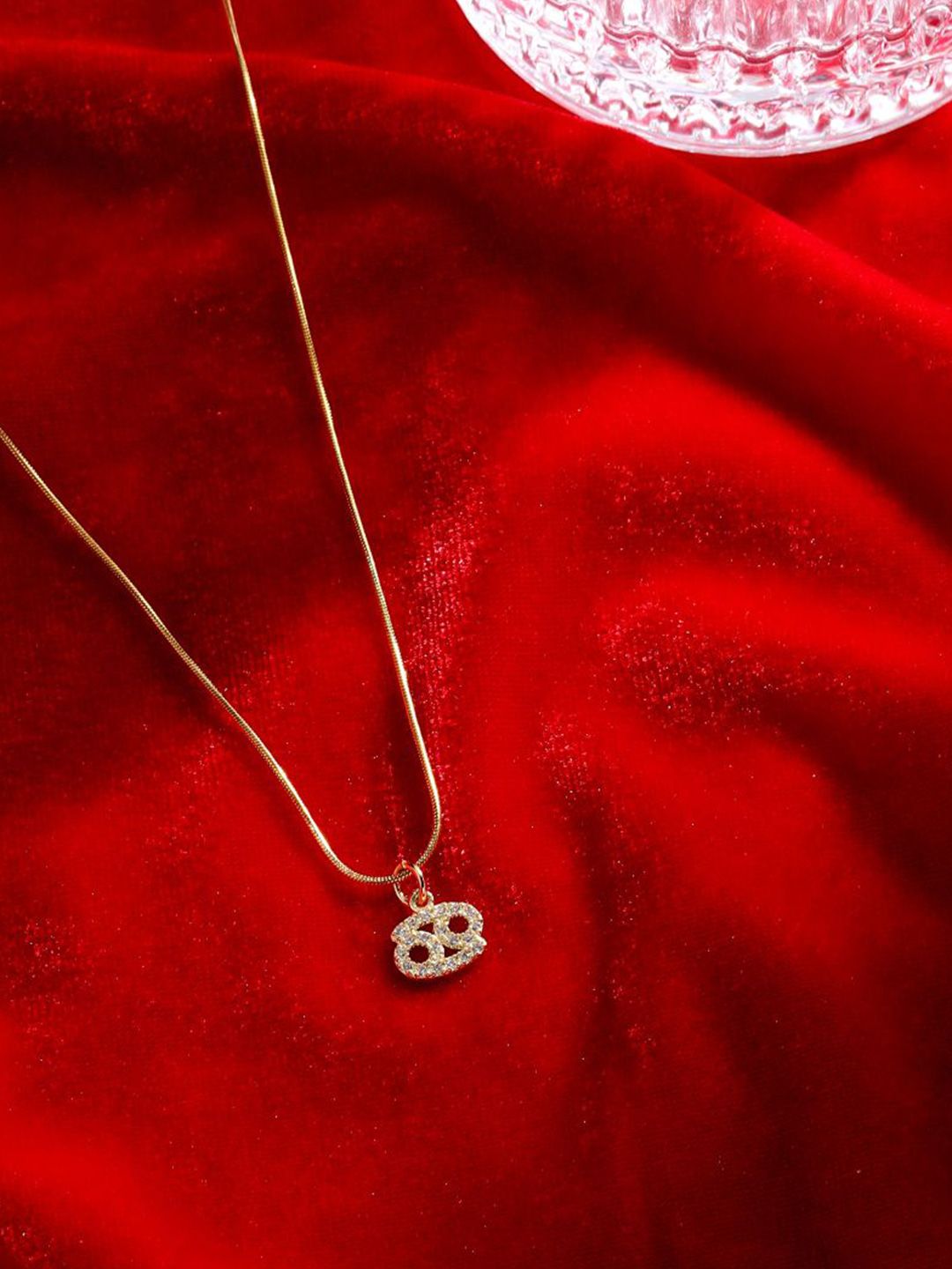SALTY Set Of 2 Stones-Studded Cancer & Taurus Pendant With Chain