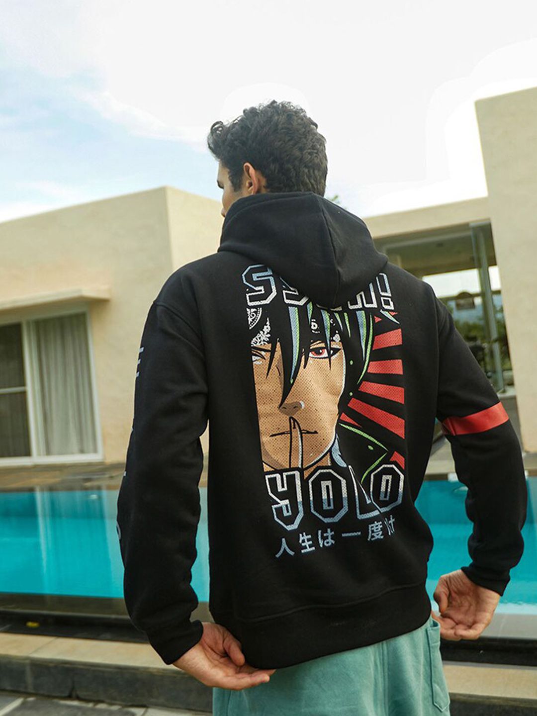 Yolo Printed Hooded Cotton Sweatshirt