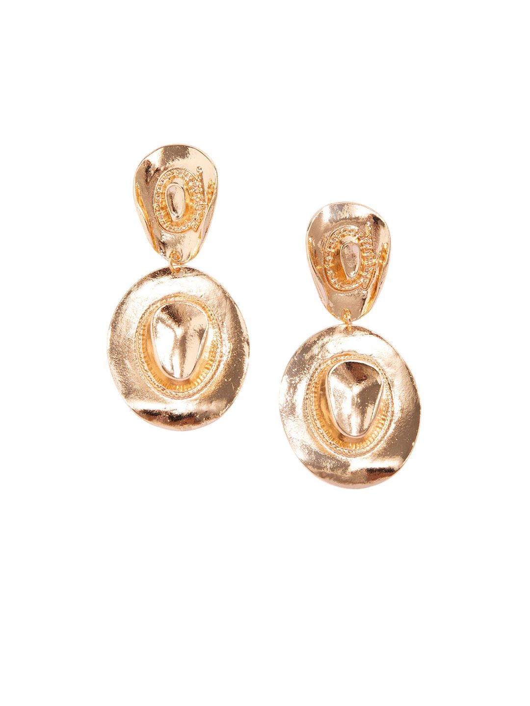 Gold-Plated Oval Drop Earrings