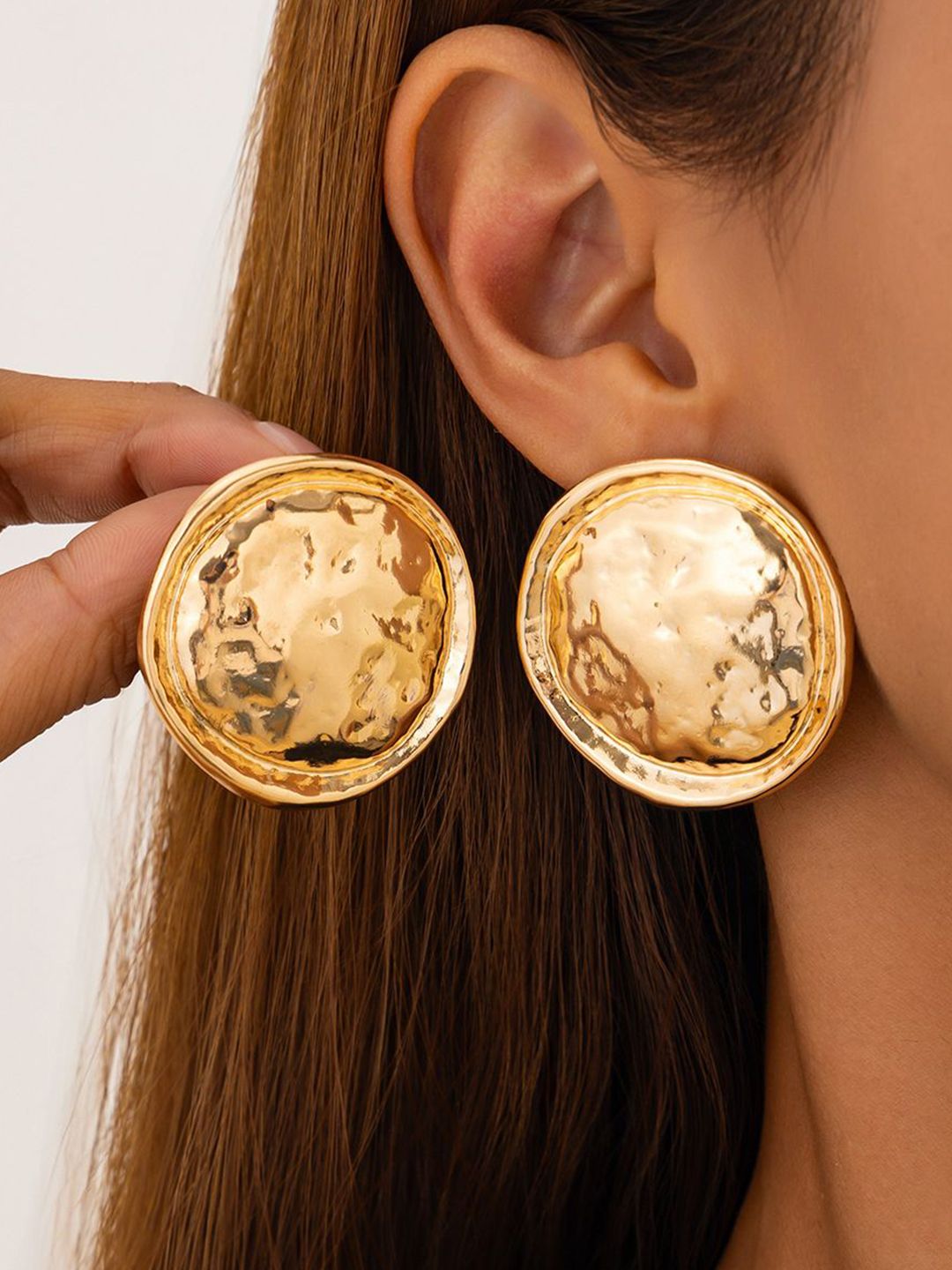 Gold Plated Circular Shaped Drop Earrings