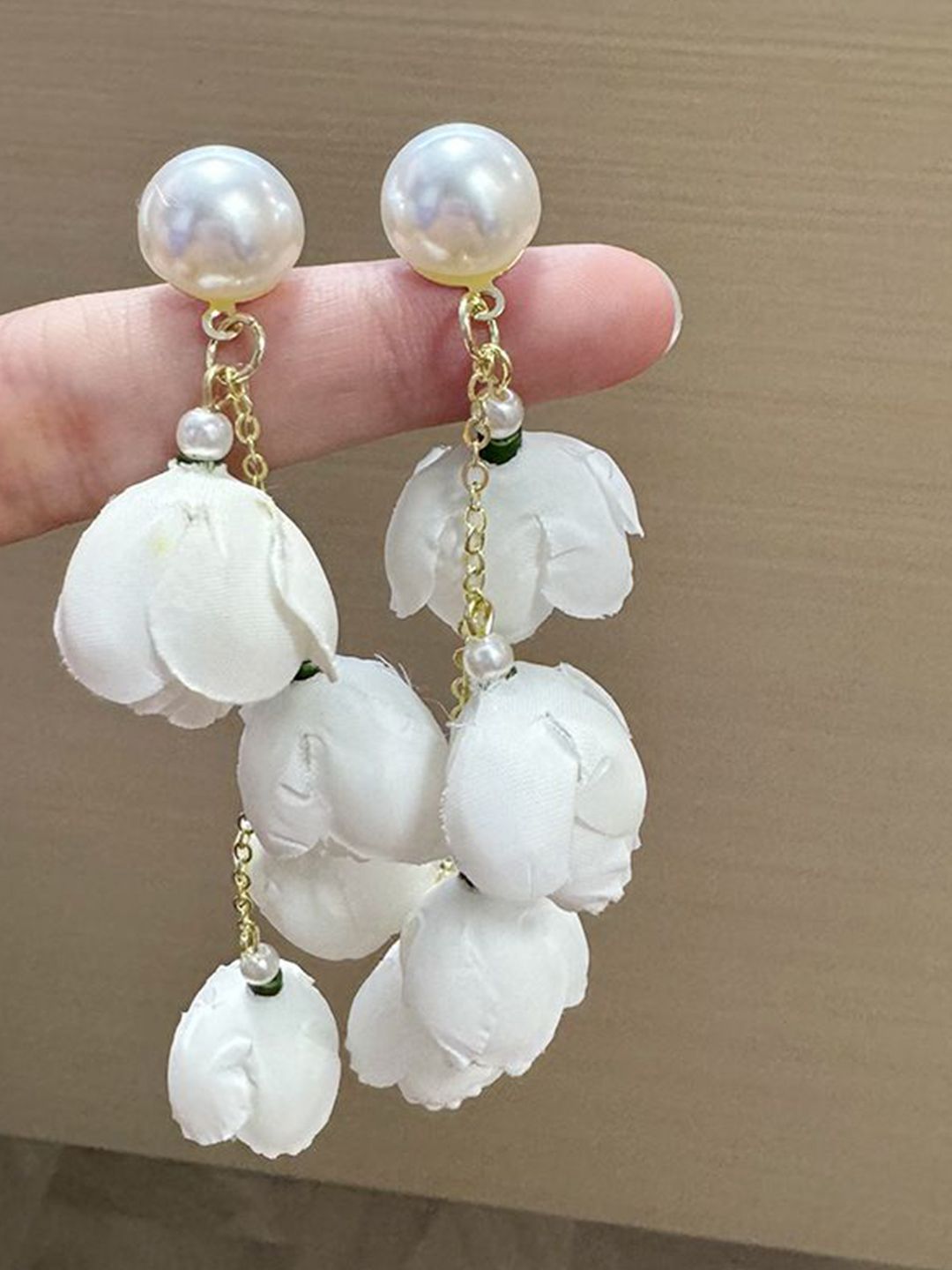 Pearls Beaded Floral Shaped Drop Earrings