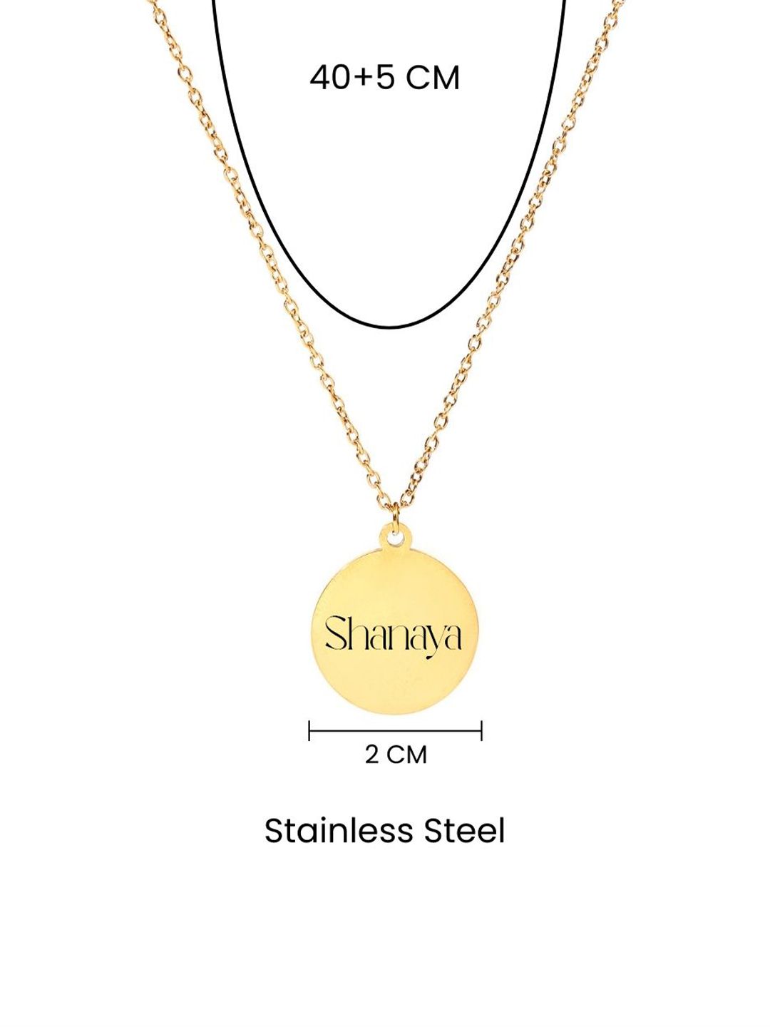 SALTY Pack of 2 Women Minimal Round Personalised Golden Necklace