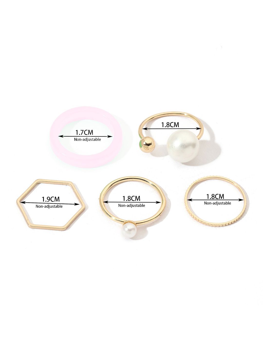 SALTY Set Of 5 Jamila Stylish Adjustable Finger Ring