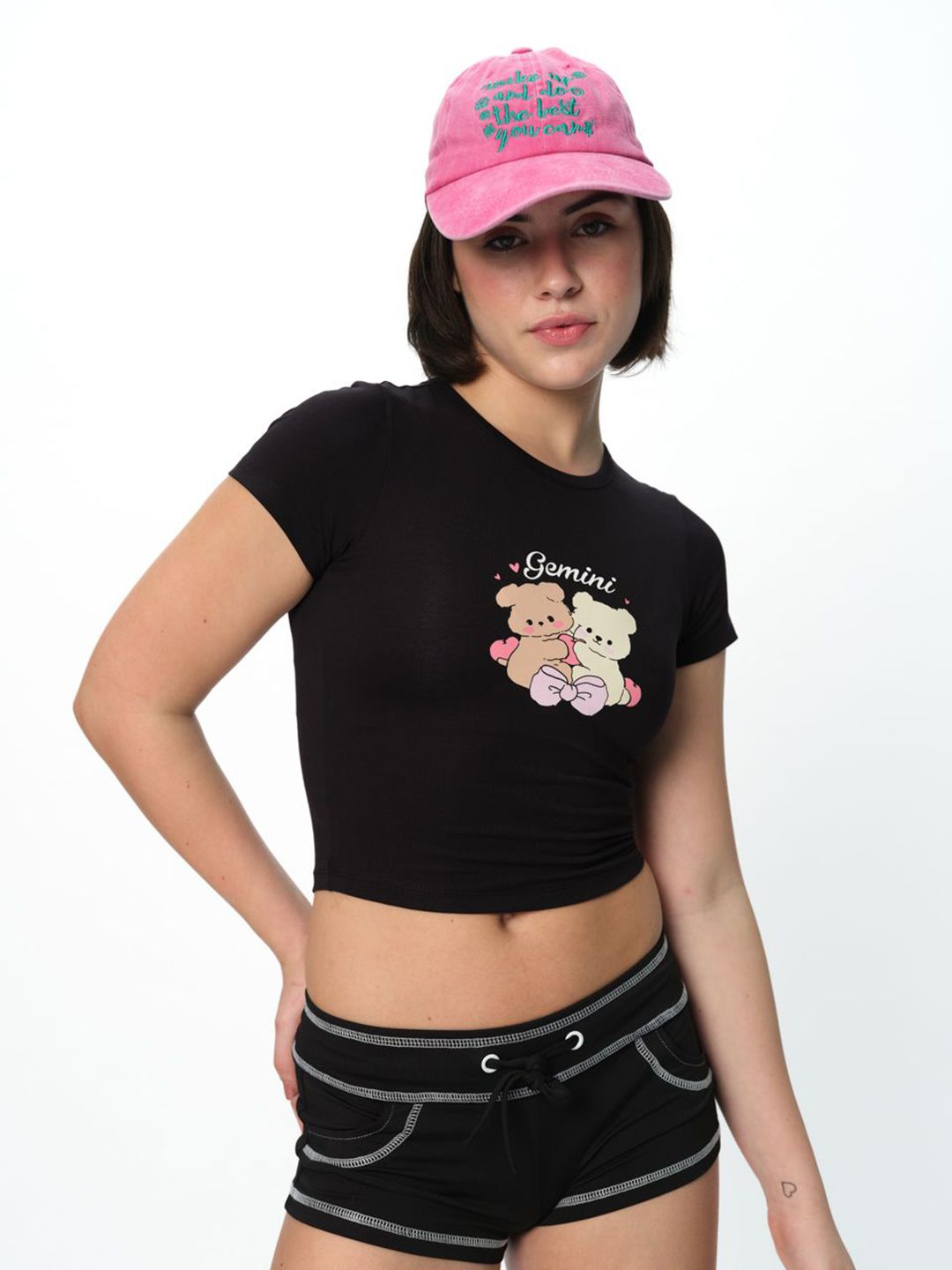 Women Printed Extended Sleeves Pockets Slim Fit T-shirt