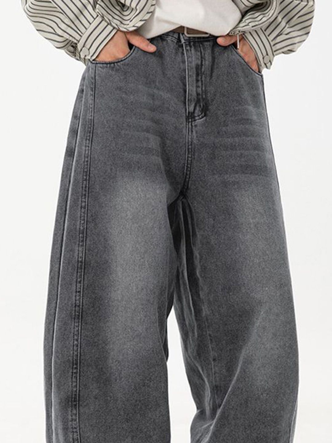 Men Wide Leg Mid-Rise Dark Jeans