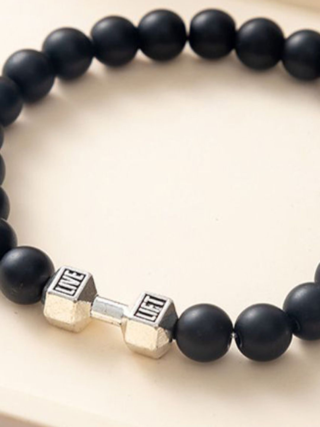 SALTY Pack of 2 Men Strength Beaded Stone Band - Silver