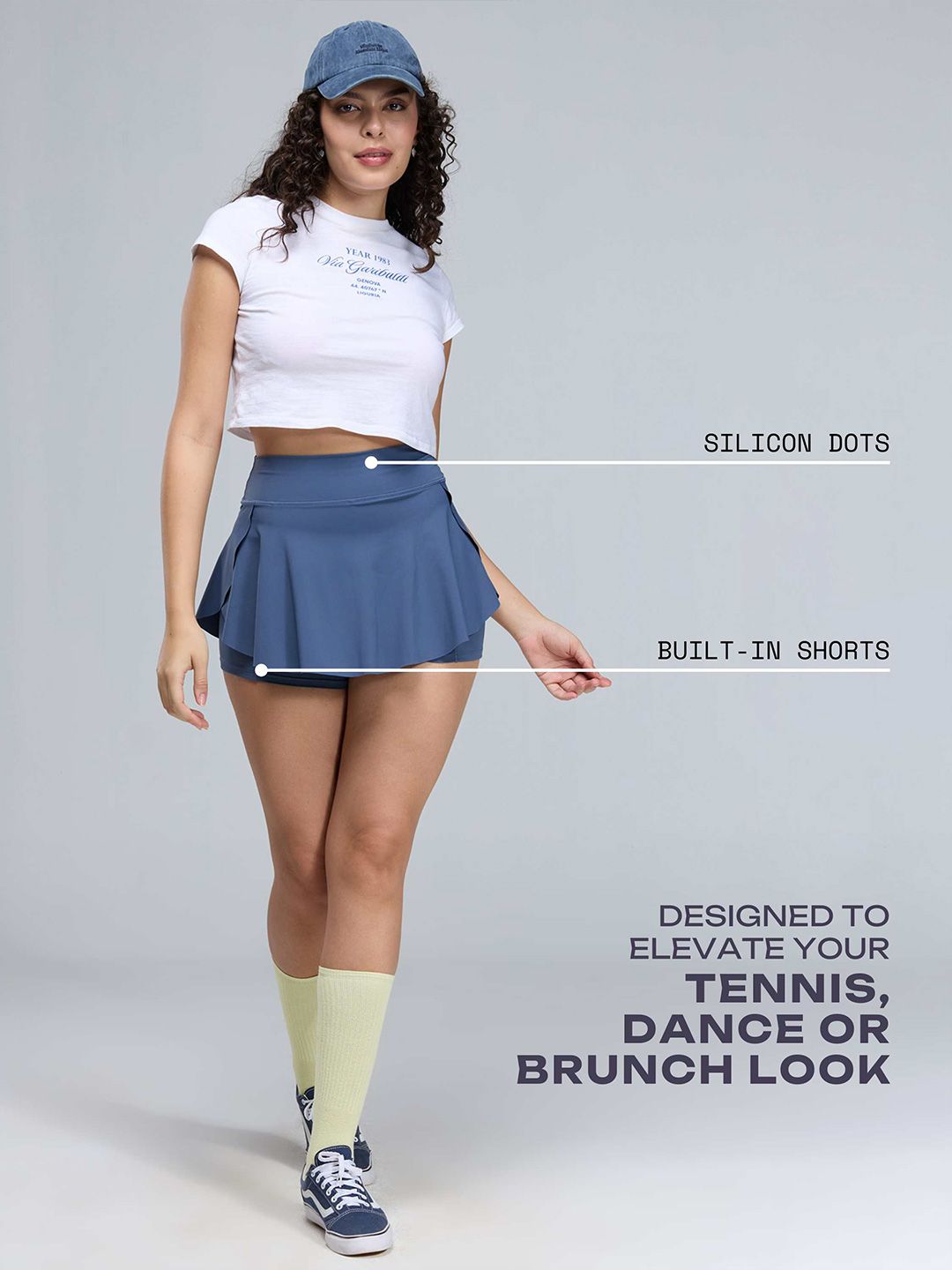 Steel Blue Swirl Tennis Skort