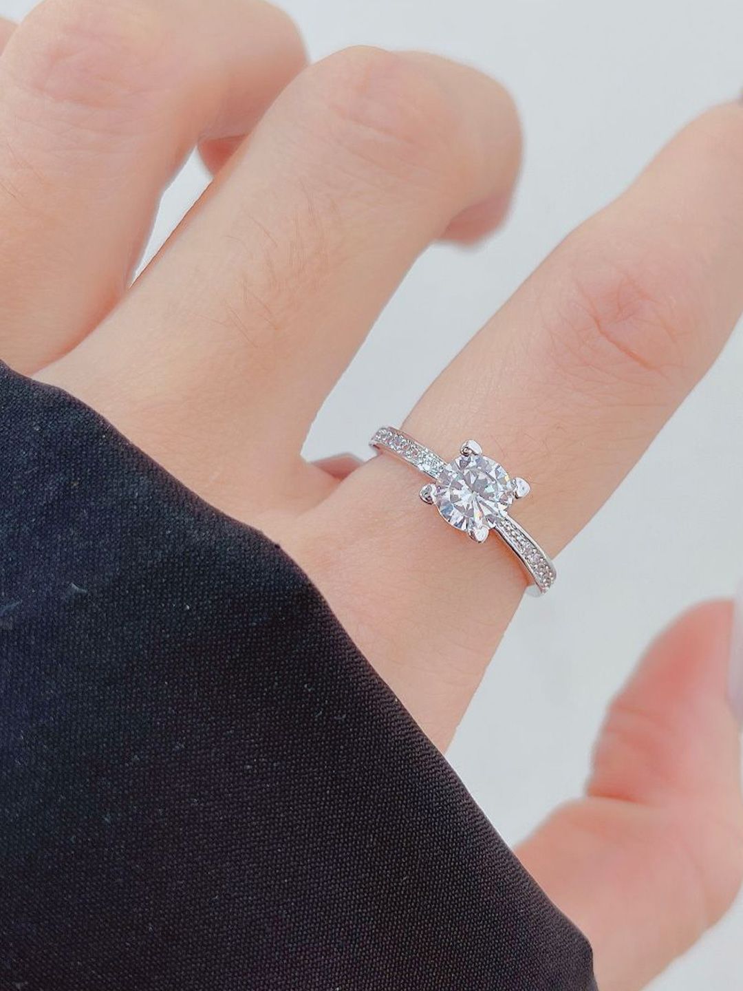 SALTY Silver Princess Cut Gemstone Studded Ring