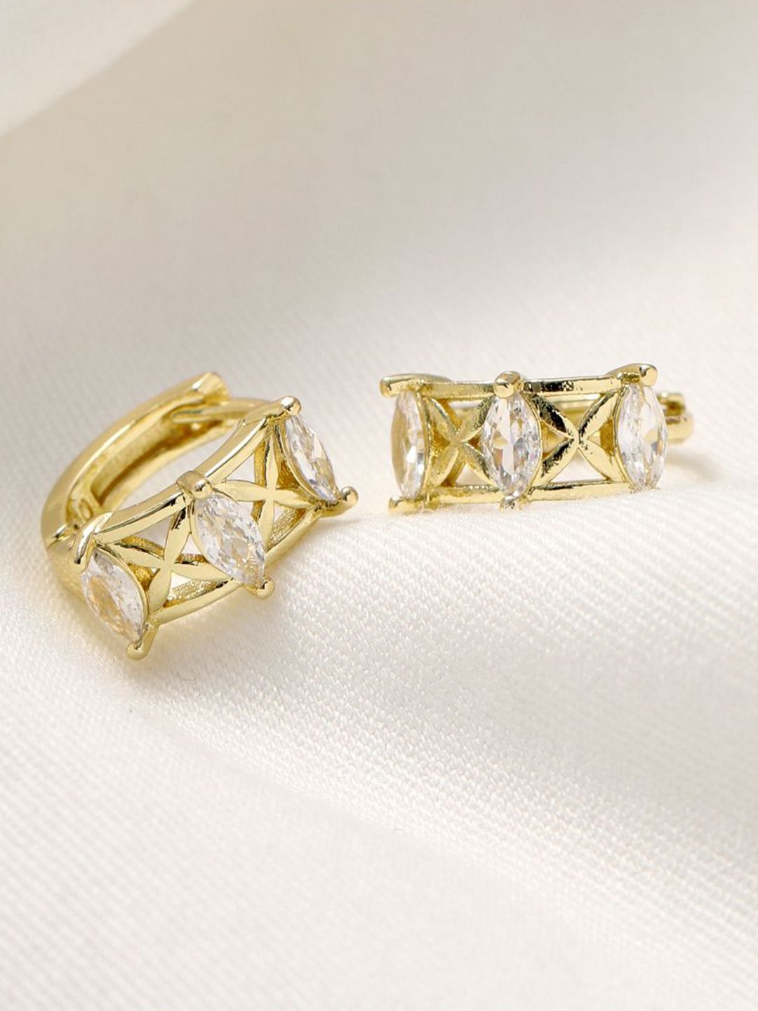 SALTY Gold-Plated Diamond Loop Contemporary Studs Earrings
