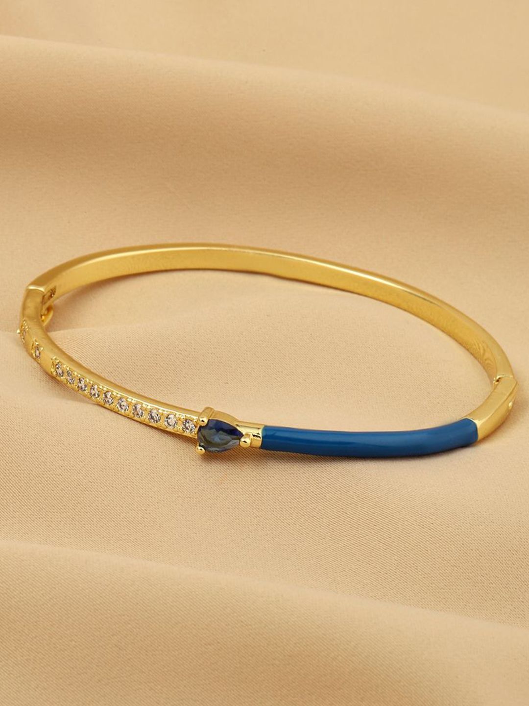 SALTY Gold-Plated Stone Studded Blossom Bangle-Style Bracelet