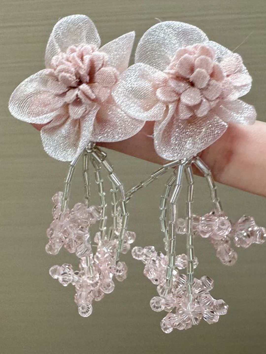 Artificial Beads Floral Shaped Drop Earrings