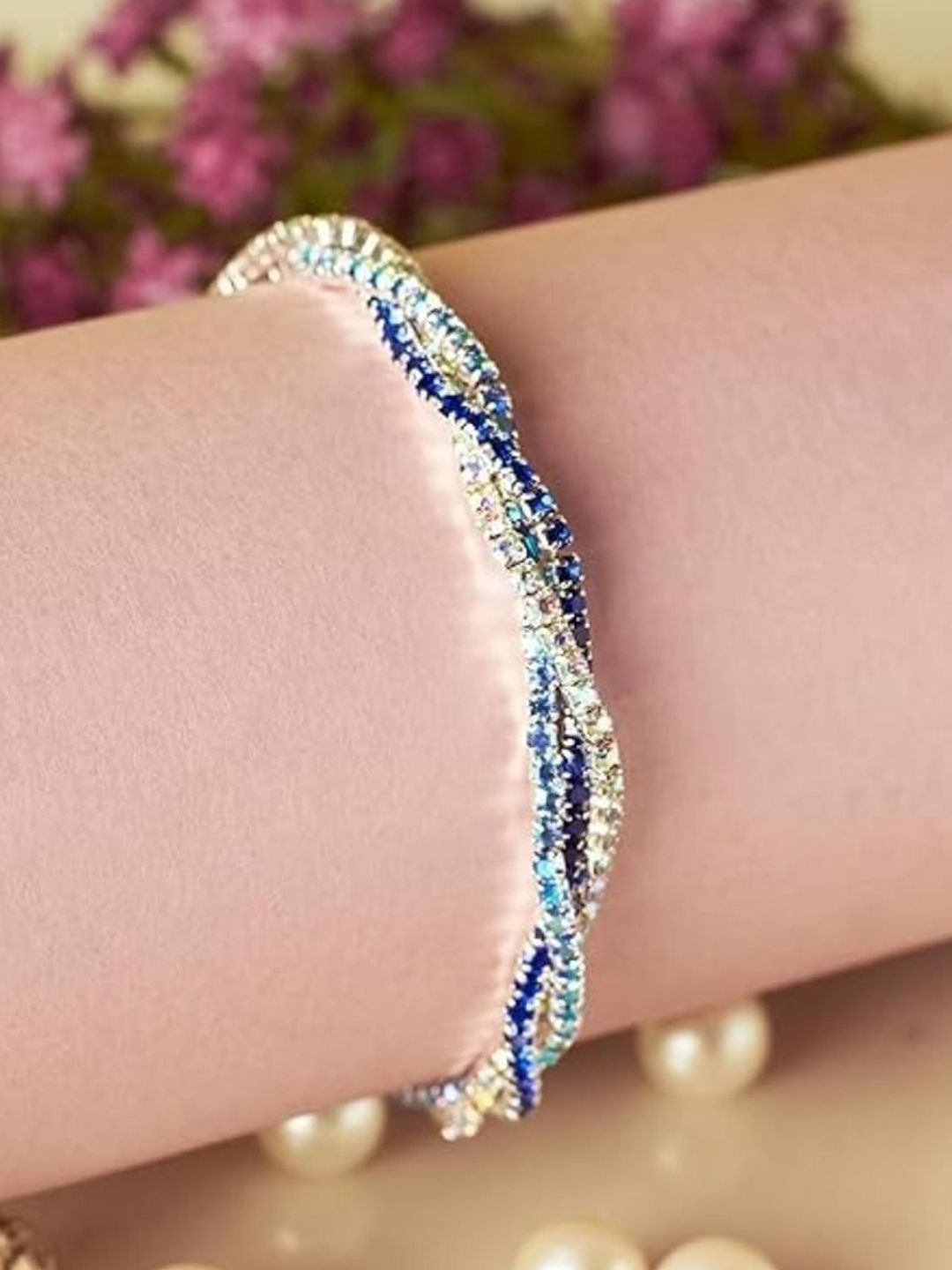 SALTY Women Artificial Stones Studded Elasticated Bracelet