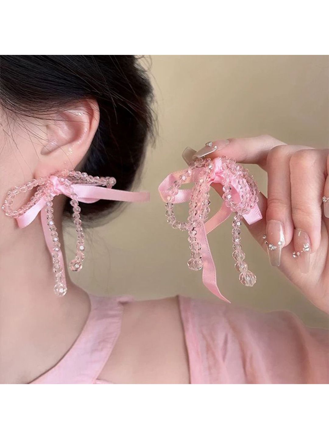 Artificial Beads Beaded Contemporary Drop Earrings