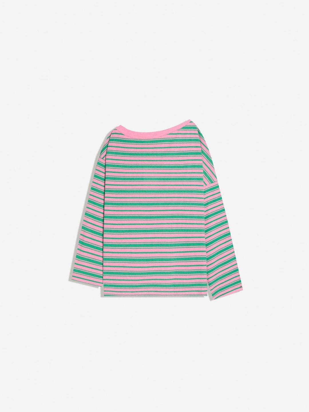Printed asymmetric neck long sleeve T-shirt