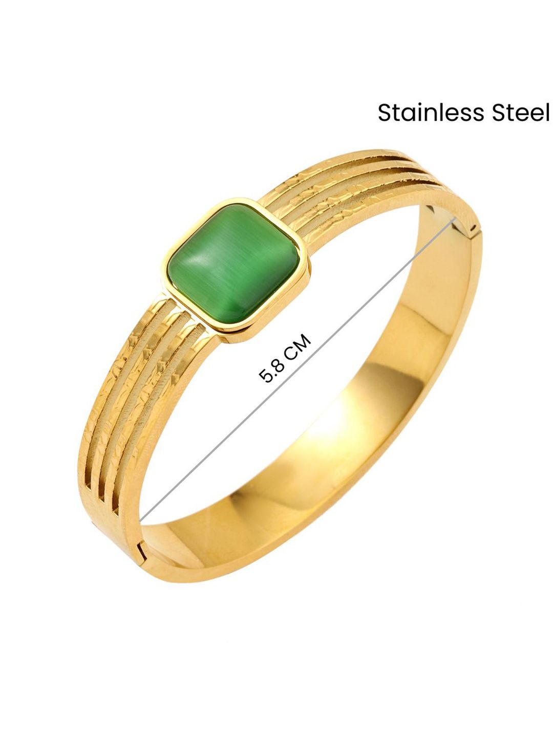 SALTY Pristine Stainless Steel Pearl Stone-Studded Bangle-Style Bracelet