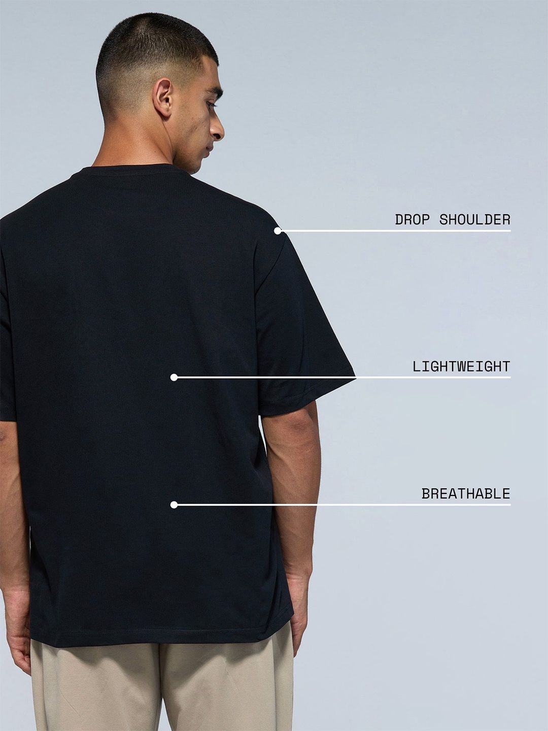 Black Solid Oversized Tee