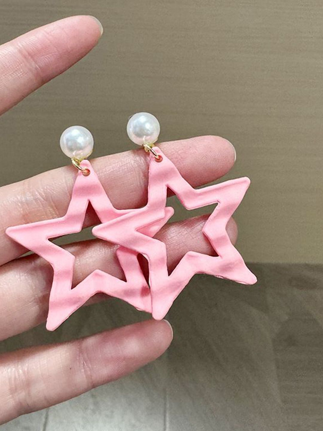 Pearls Beaded Star Shaped Drop Earrings