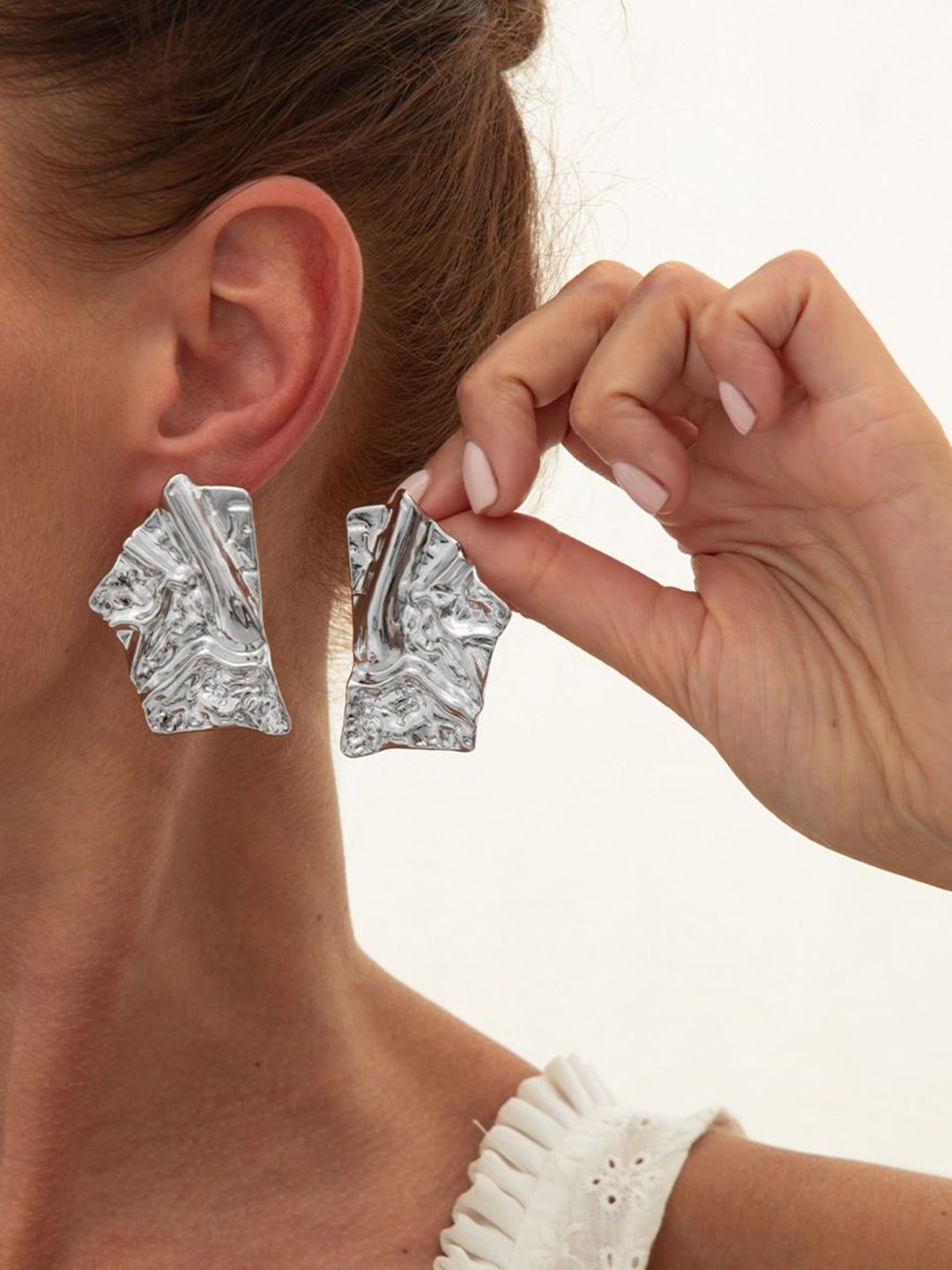 Silver-Plated Contemporary Studs