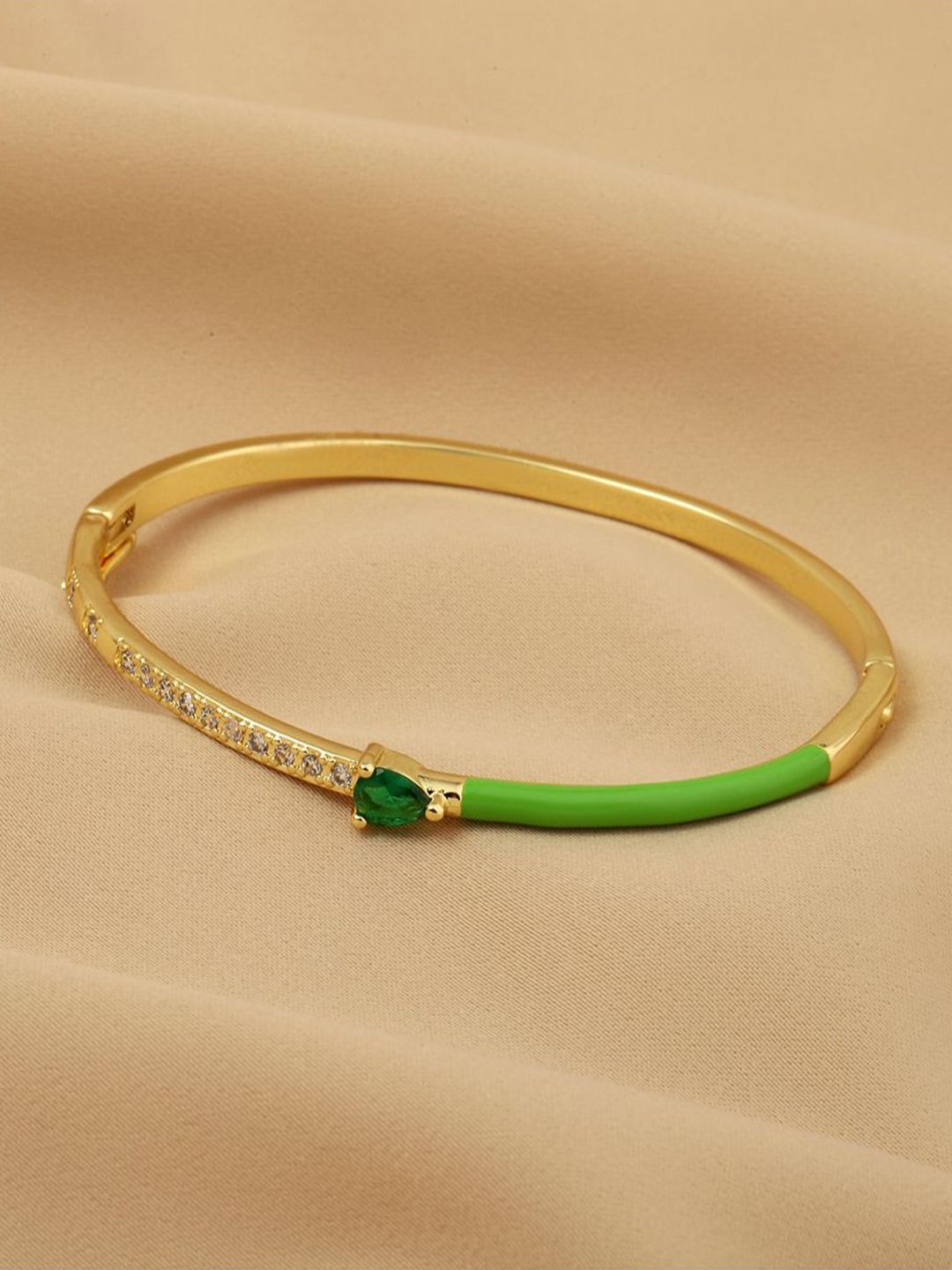 SALTY Gold-Plated Stone Studded Delicate Blossom Bangle-Style Bracelet