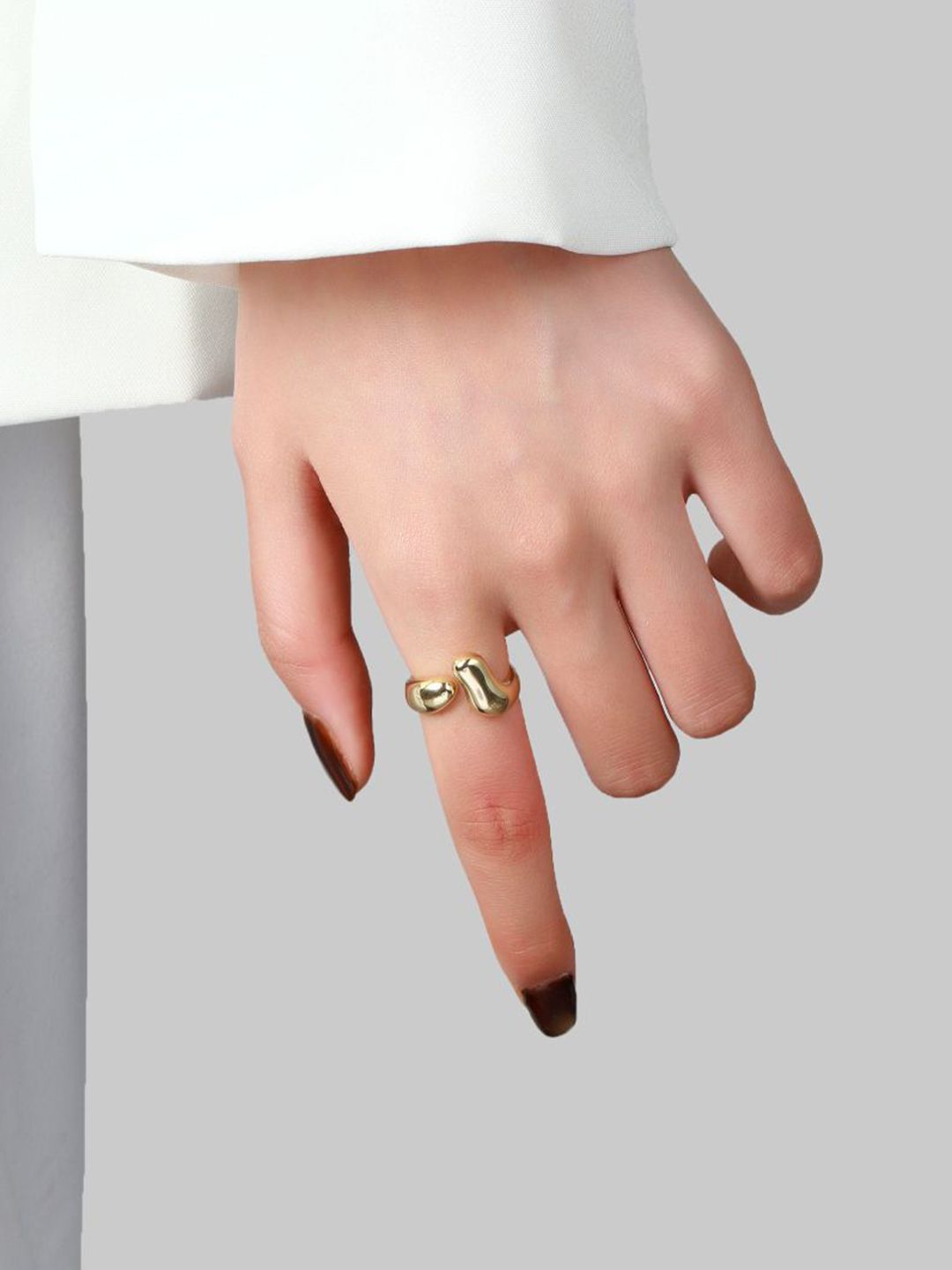 SALTY Women & Girls Chunky Molten Metal Gold Stylish Adjustable Finger Ring