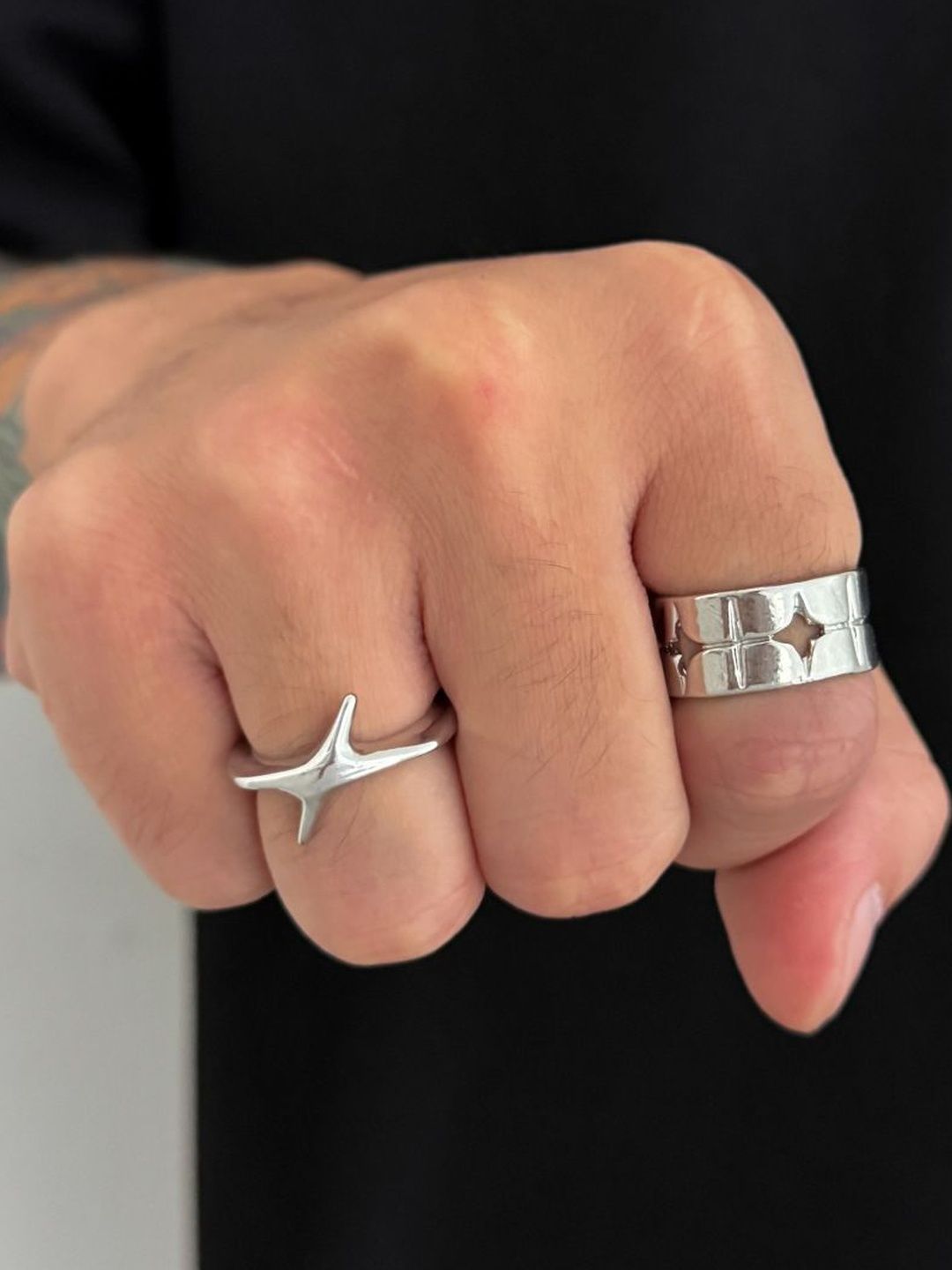 Set of 2 Silver-Plated Finger Ring
