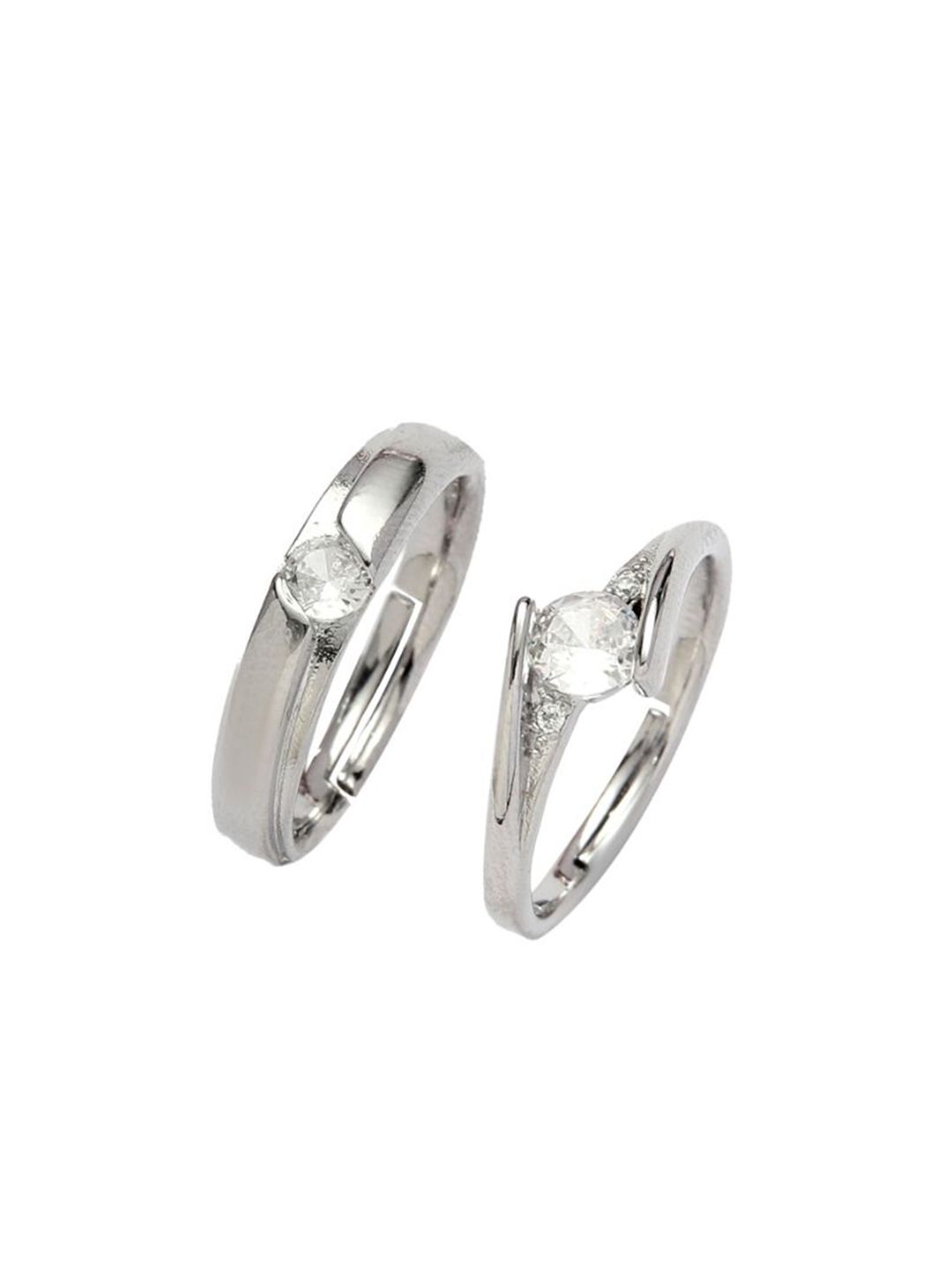 SALTY Set Of 2 Crystal Bliss Delicate Ring For Girlfriend & Boyfriend