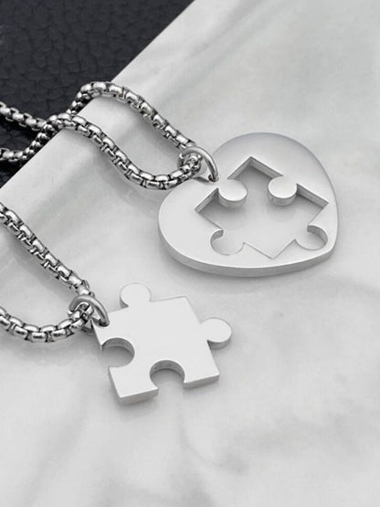 SALTY Women Set Of 2 Stainless Steel Enigmatic Connections Couple Pendants With Chains