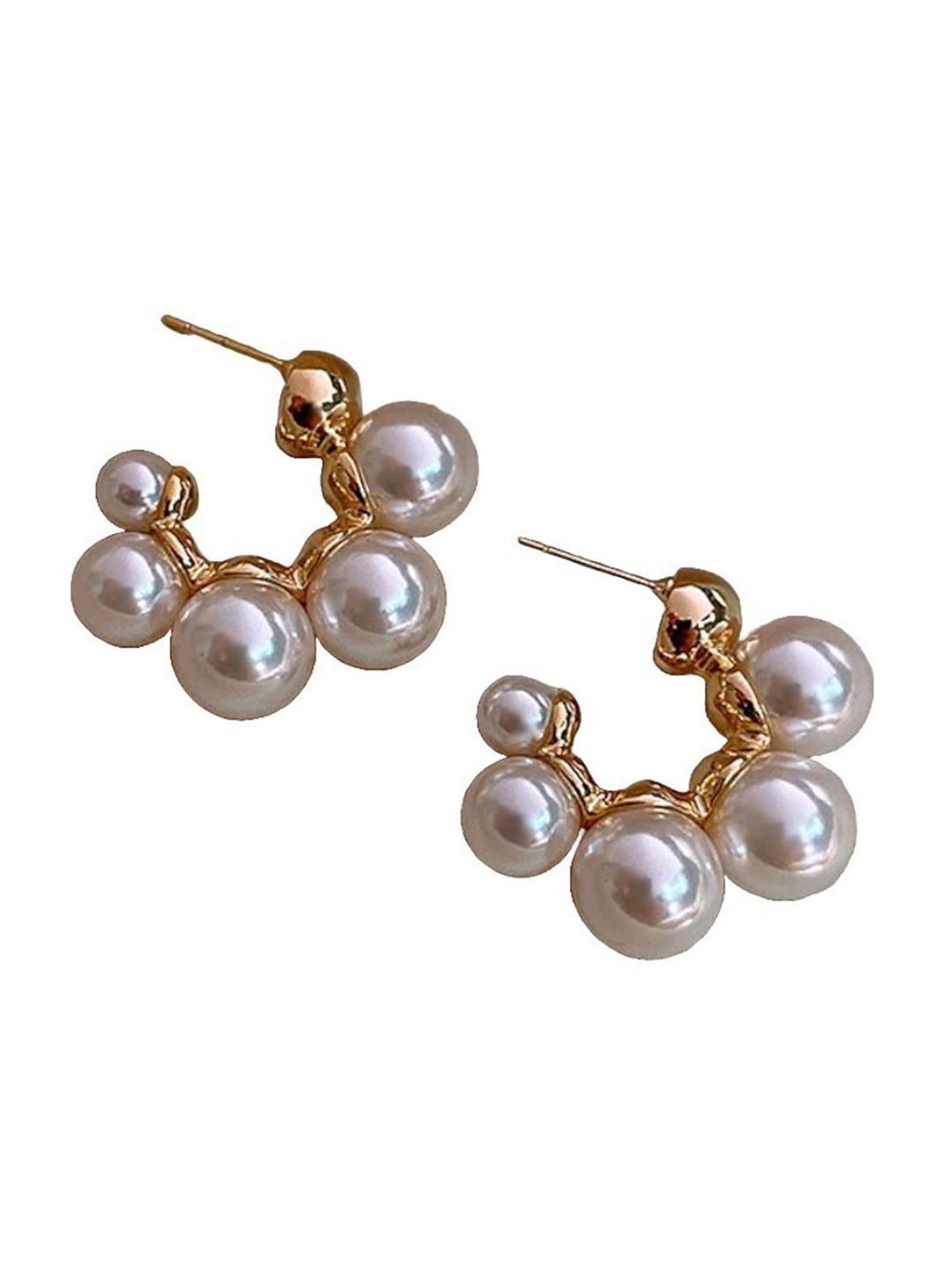 SALTY Pearl Perfection Half Hoop Stud Earrings for Women