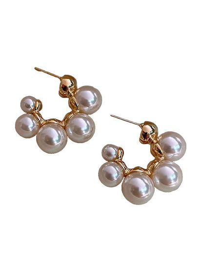 SALTY Pearl Perfection Half Hoop Stud Earrings for Women
