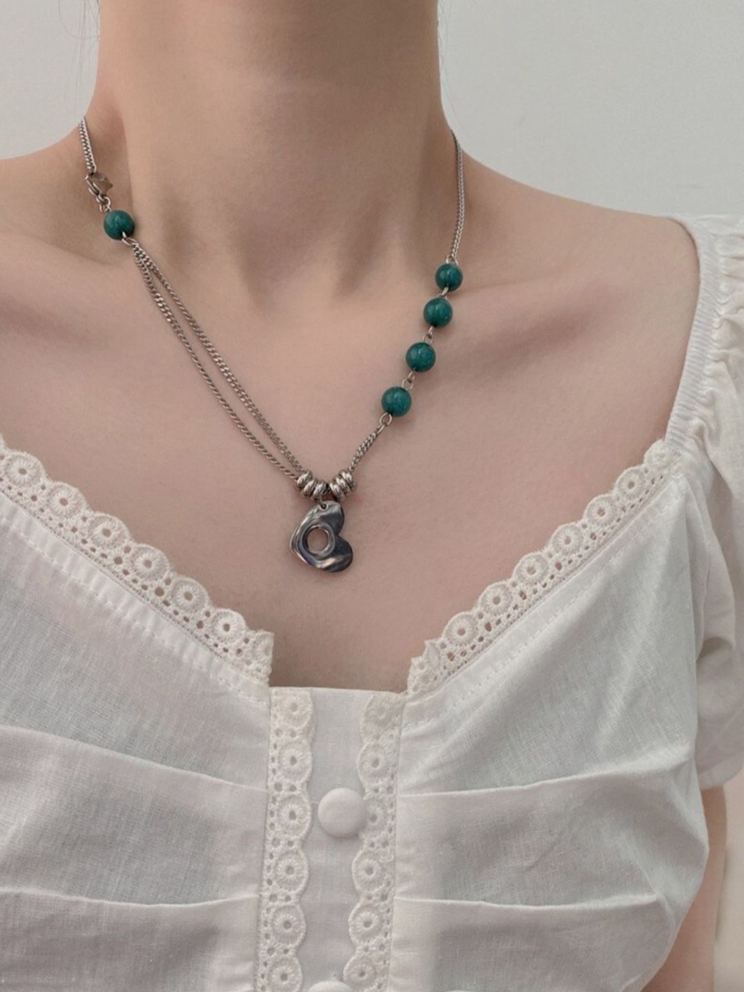 SALTY Men Stainless Steel Artificial Beads Necklace