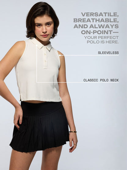 White Techpique Sleeveless Polo