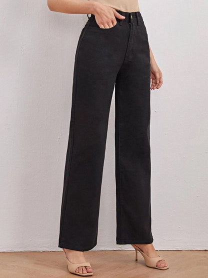 Women Black Jean Straight Fit High-Rise Stretchable Jeans