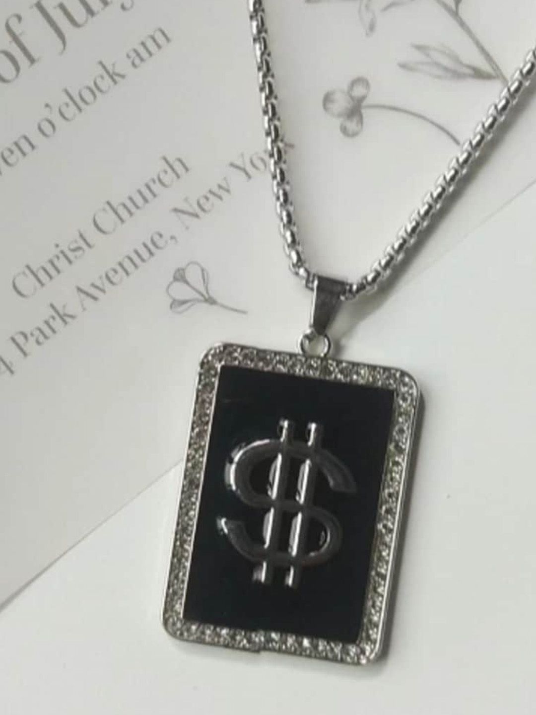 SALTY Stainless Steel Square Pendant With Chain