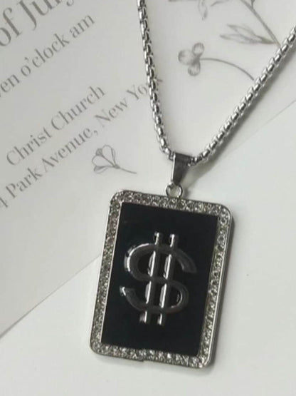 SALTY Stainless Steel Square Pendant With Chain