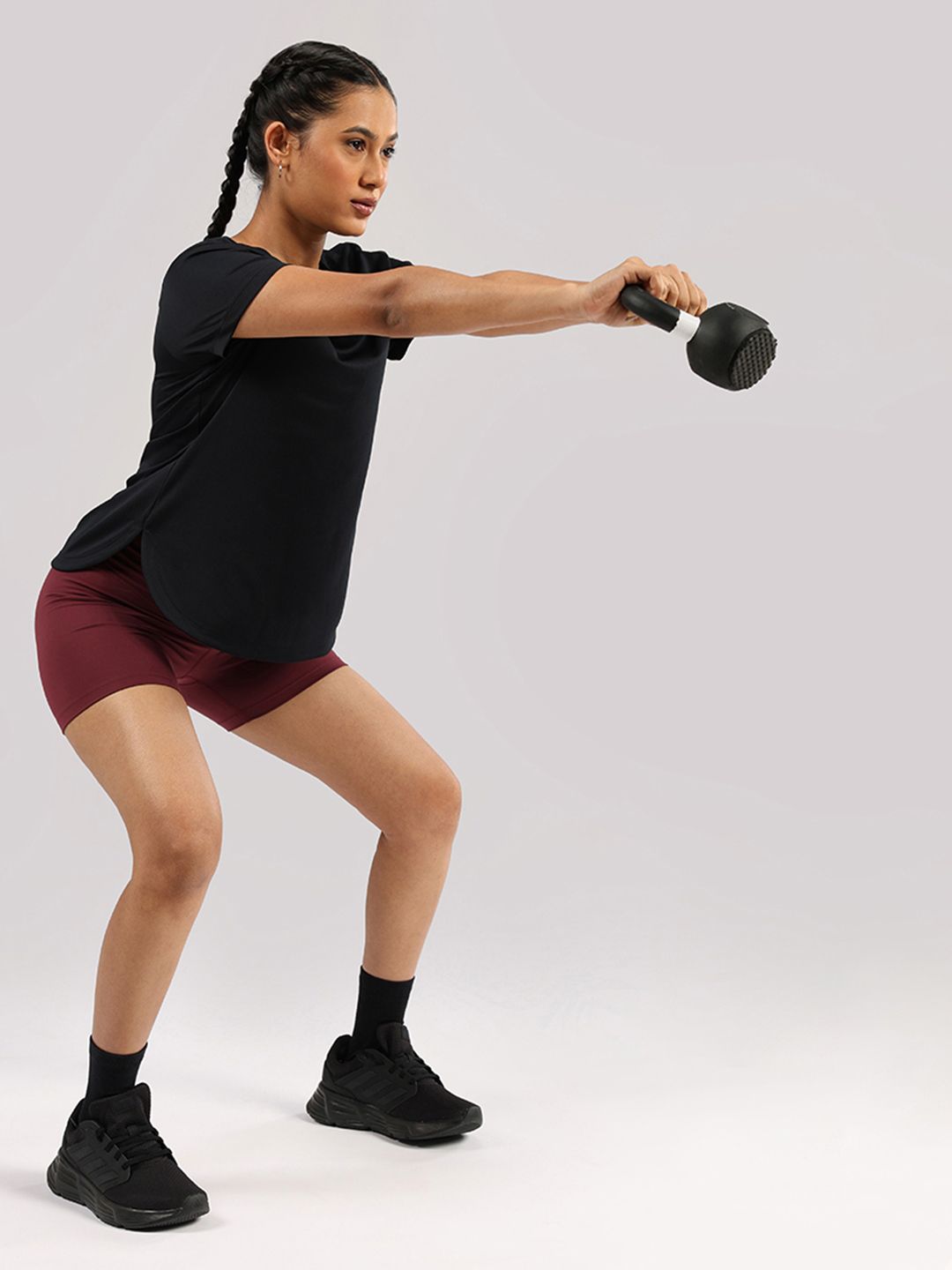 Women Solid Boat Neck Sports T-shirt