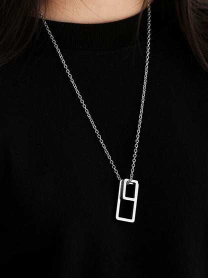 SALTY Men Stainless Steel Architectural Contrast Pendant With Chain