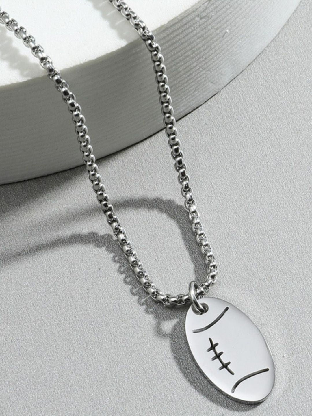 SALTY Men Silver-Plated Rugby Silver Chain with Pendant