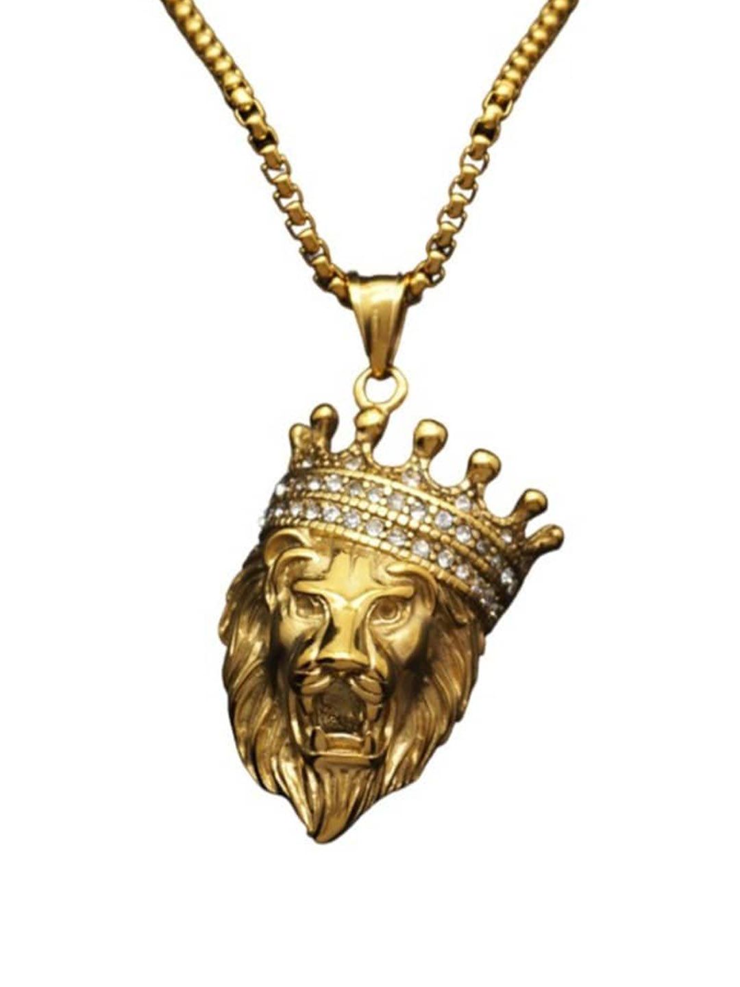 SALTY Men Stainless Steel Artificial Stone Studded Quirky Pendants with Chains